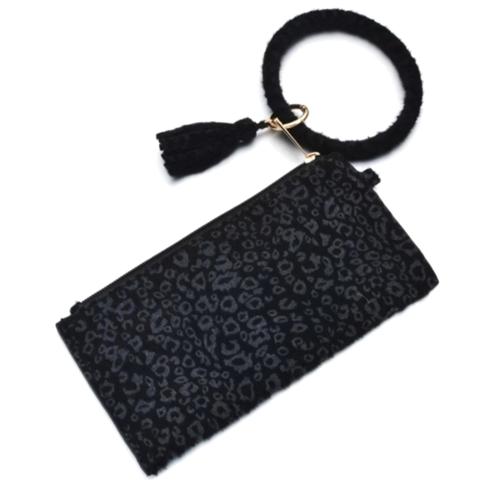 Leopard Mini Clutch with Bangle - Black